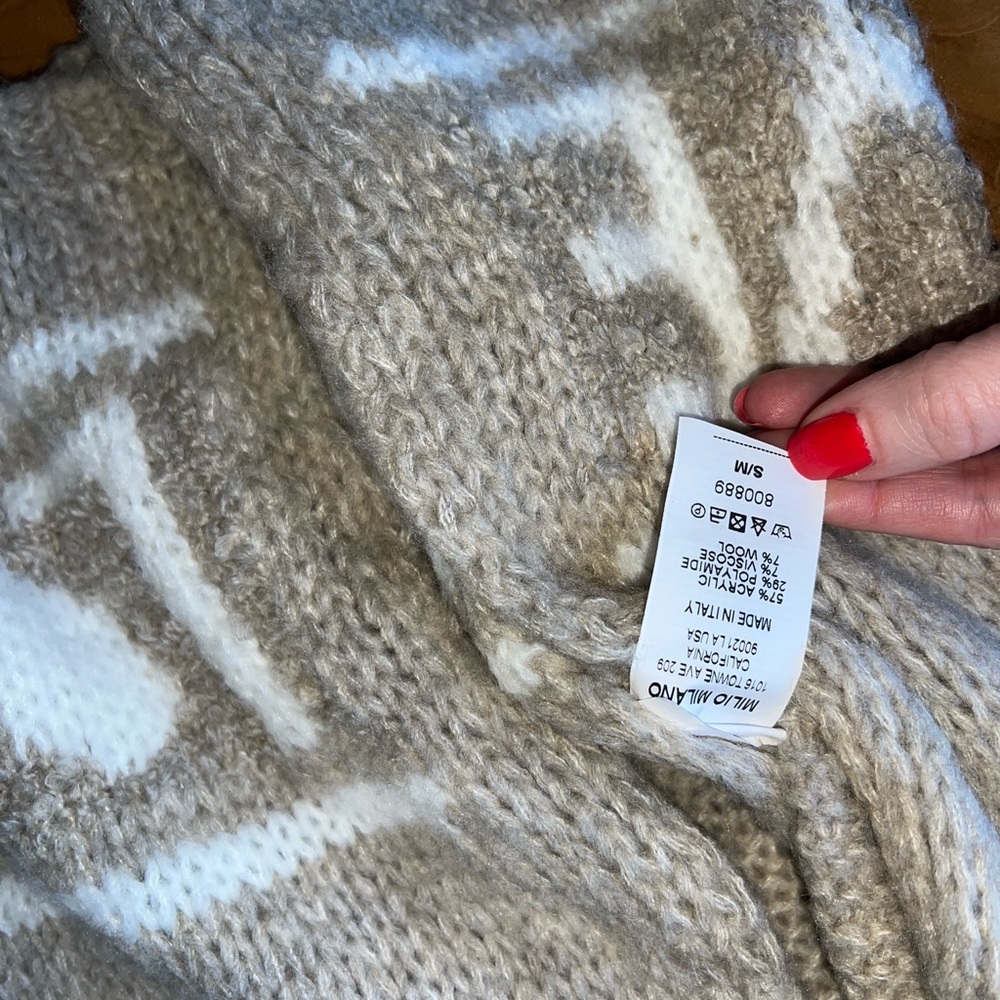 Milano Beige LOVE Pattern Duster Sweater NWOT - Picture 8 of 9